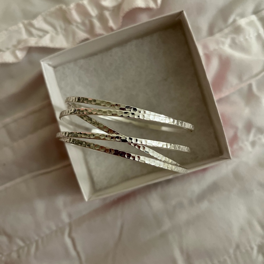Premier Designs beveled silver linked bangle Illusion bracelet